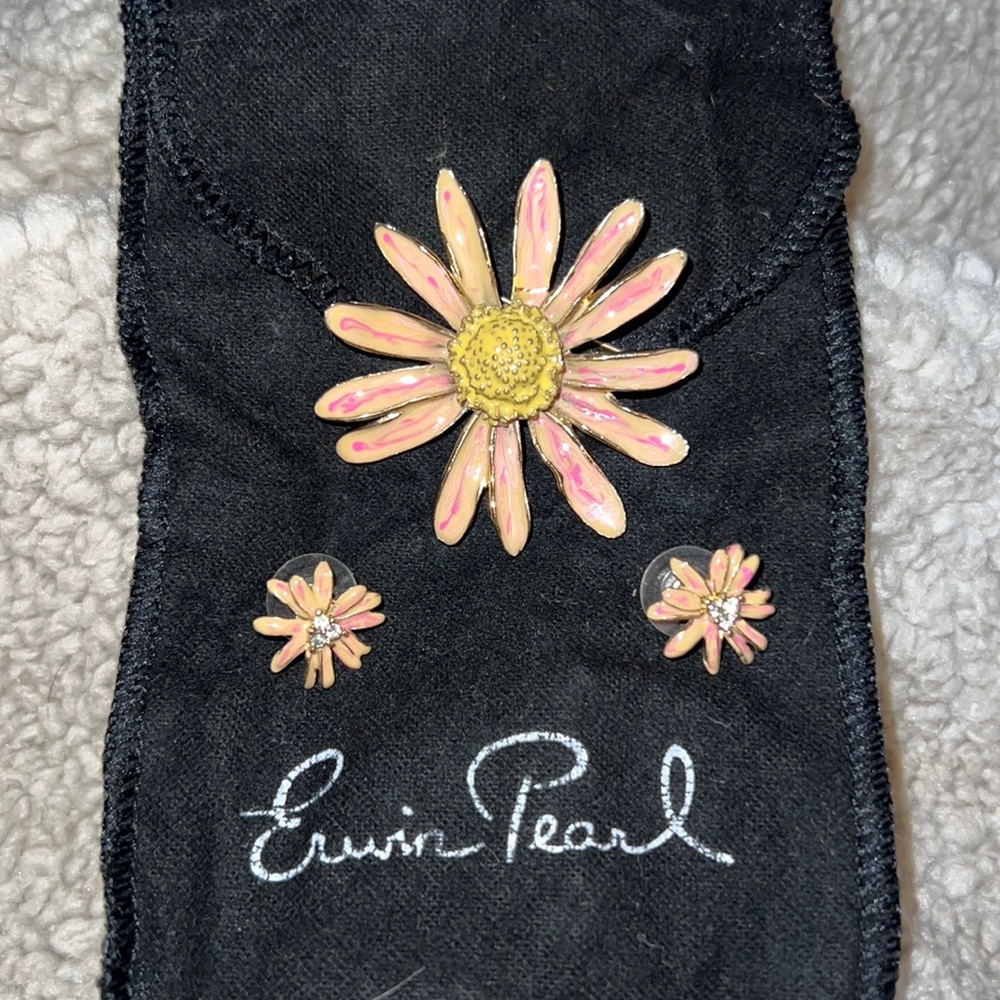 Erwin Pearl Vintage Brooch and Earrings Set